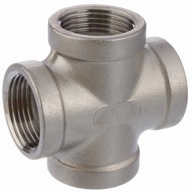 4-way cross piece, female thread, stainless steel | M+B Fluid Technology